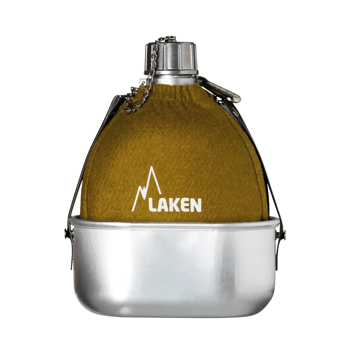 Cantimplora de aluminio de 1 litro con marmita y funda de fieltro marrón