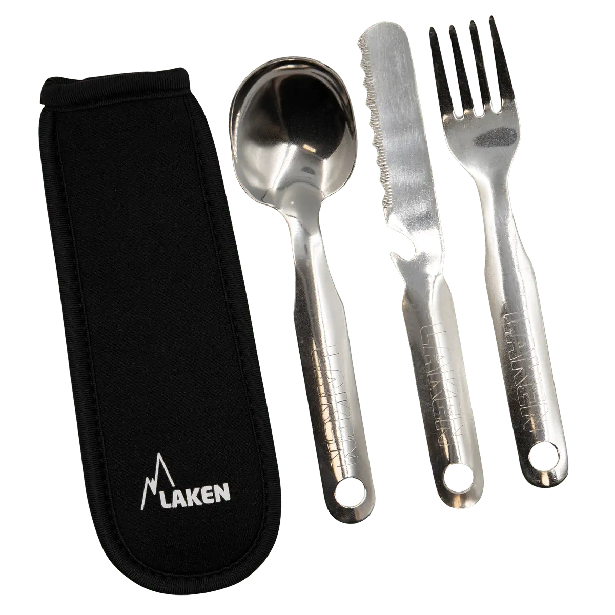 Set de cubiertos de acero con funda de neopreno