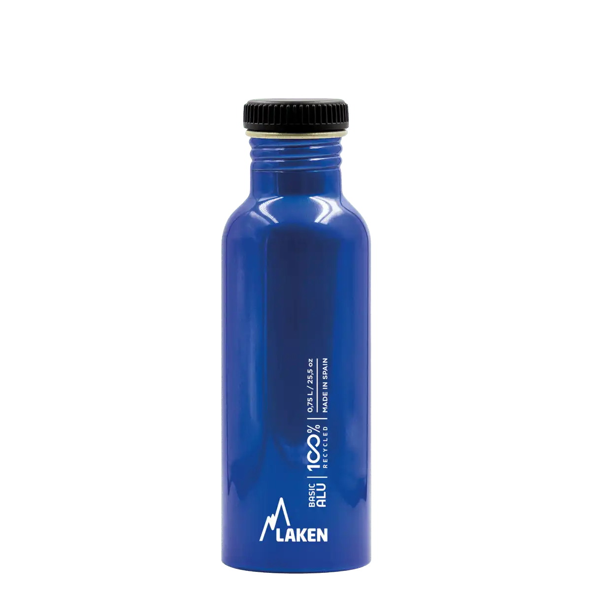 Botella de aluminio BASIC ALU azul de 0,75 litros con tapón PLAIN