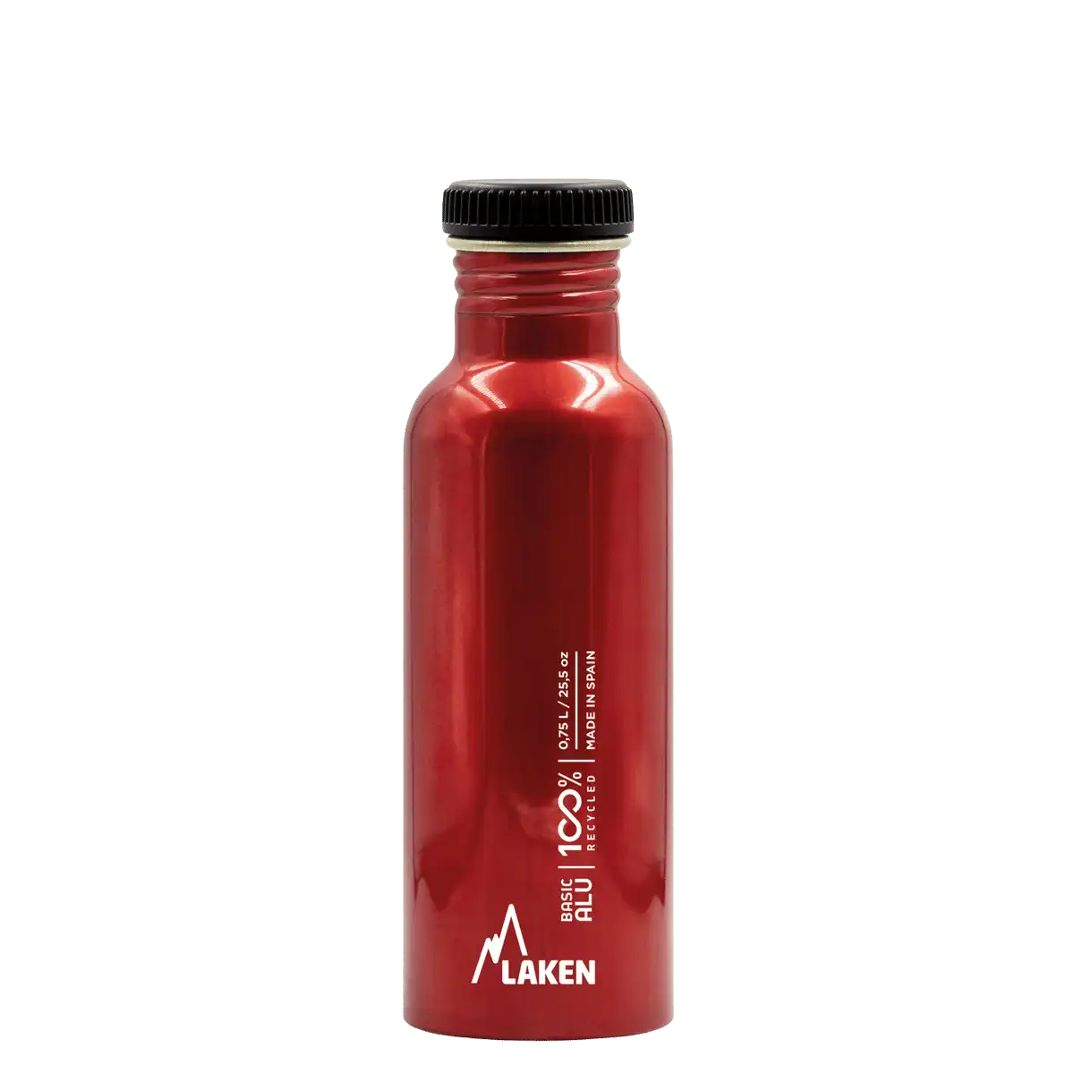Botella de aluminio BASIC ALU roja de 0,75 litros con tapón PLAIN