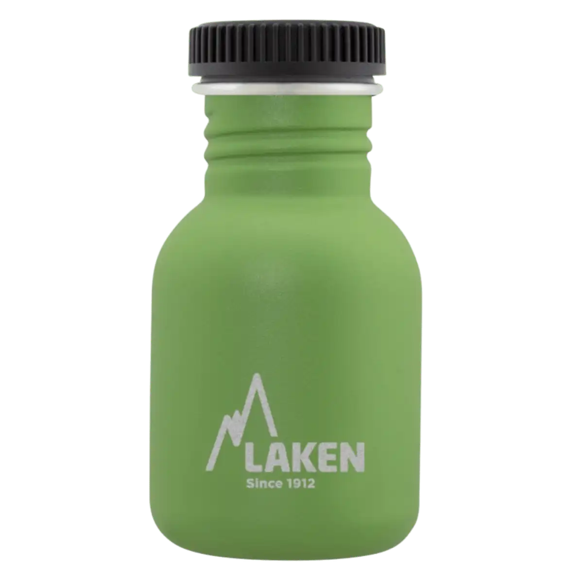 Botella de acero BASIC STEEL verde de 0,35 litros con tapón PLAIN de polipropileno