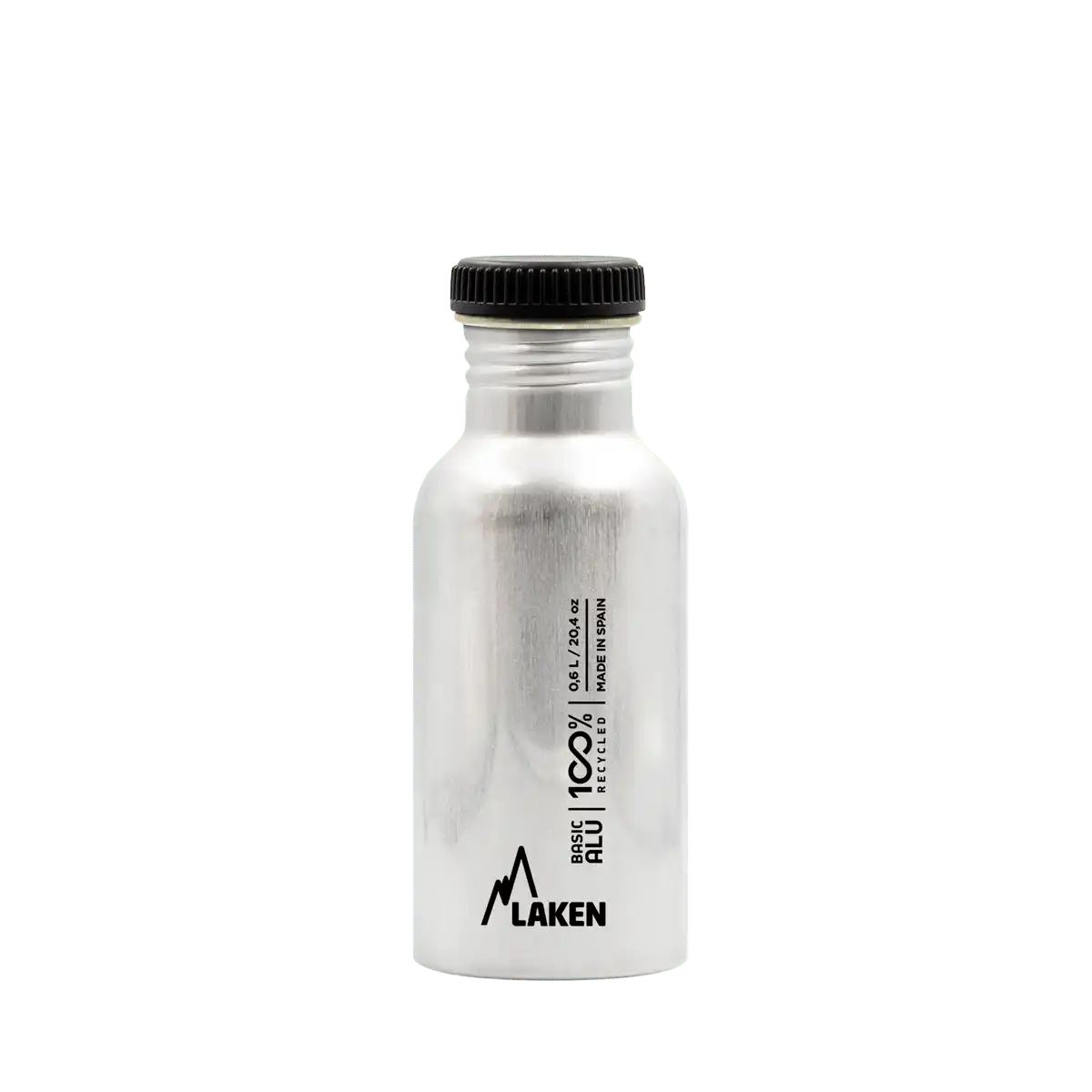 Botella de aluminio BASIC ALU plata de 0,60 litros con tapón PLAIN