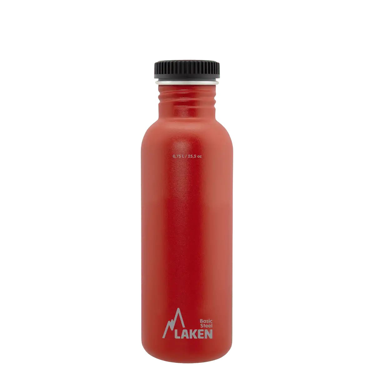 Botella de acero BASIC STEEL roja de 0,75 litros con tapón PLAIN de polipropileno