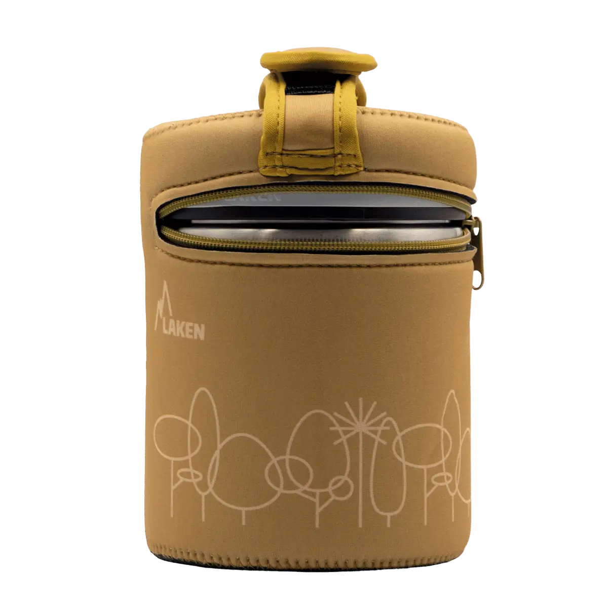 Termo para sólidos de acero de 1 litro con funda de neopreno de bosque