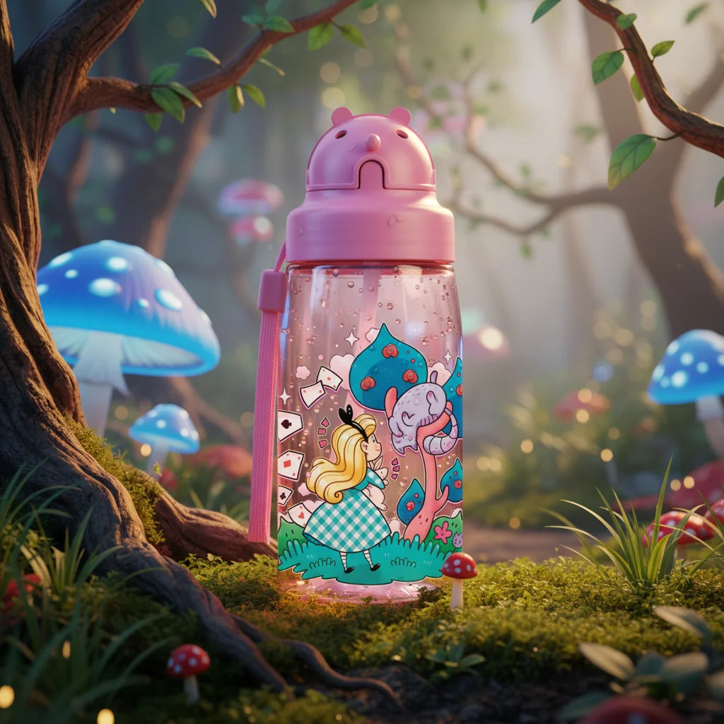 Botella de Tritan infantil OBY rosa con ilustración de Blancanieves