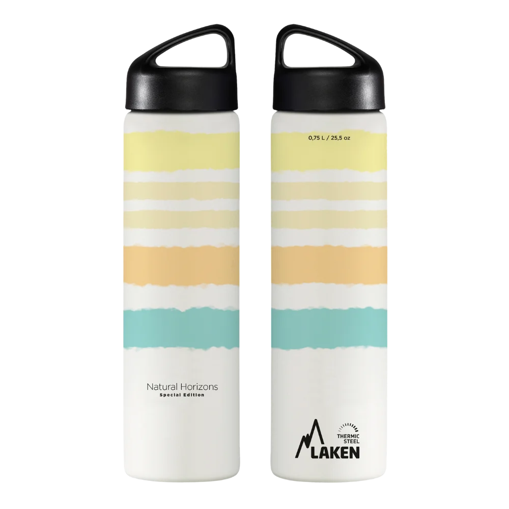 Cara frontal y trasera de la botella Natural Horizons de LAKEN de 0,75 litros